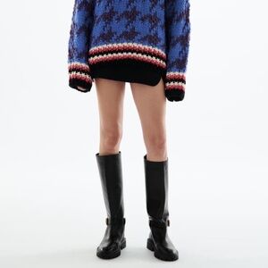 NWT, LEATHER KNEE HIGH BOOTS WITH BUCKLE, 9